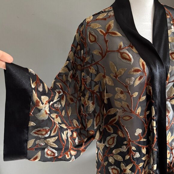 Vanity Fair Velvet Burnout Kimono Robe - Picture 10 of 15
